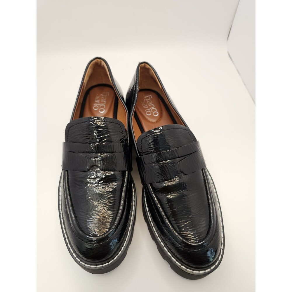 Franco Sarto Balin Womens Lug Sole Penny Loafers Black Patent Leather 7M